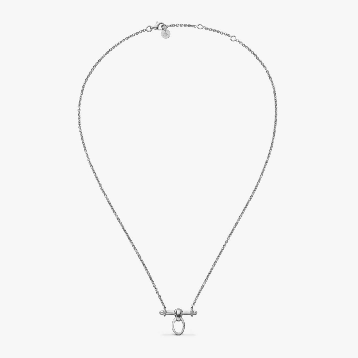 Collier trapèze en or blanc 18 carats, 42 cm, petit modèle