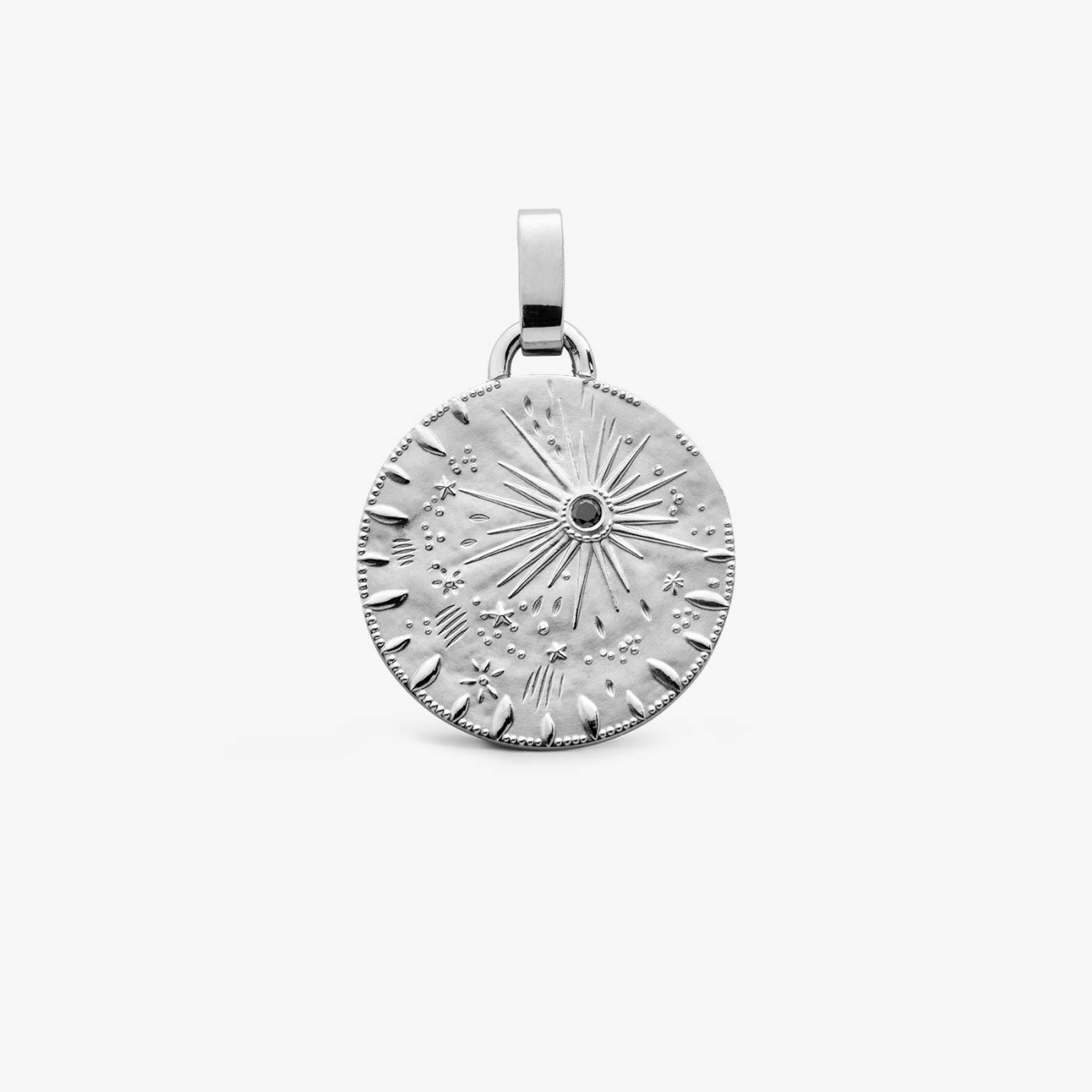 Médaille Pluie D'étoiles en or blanc et diamant noir, 23mm