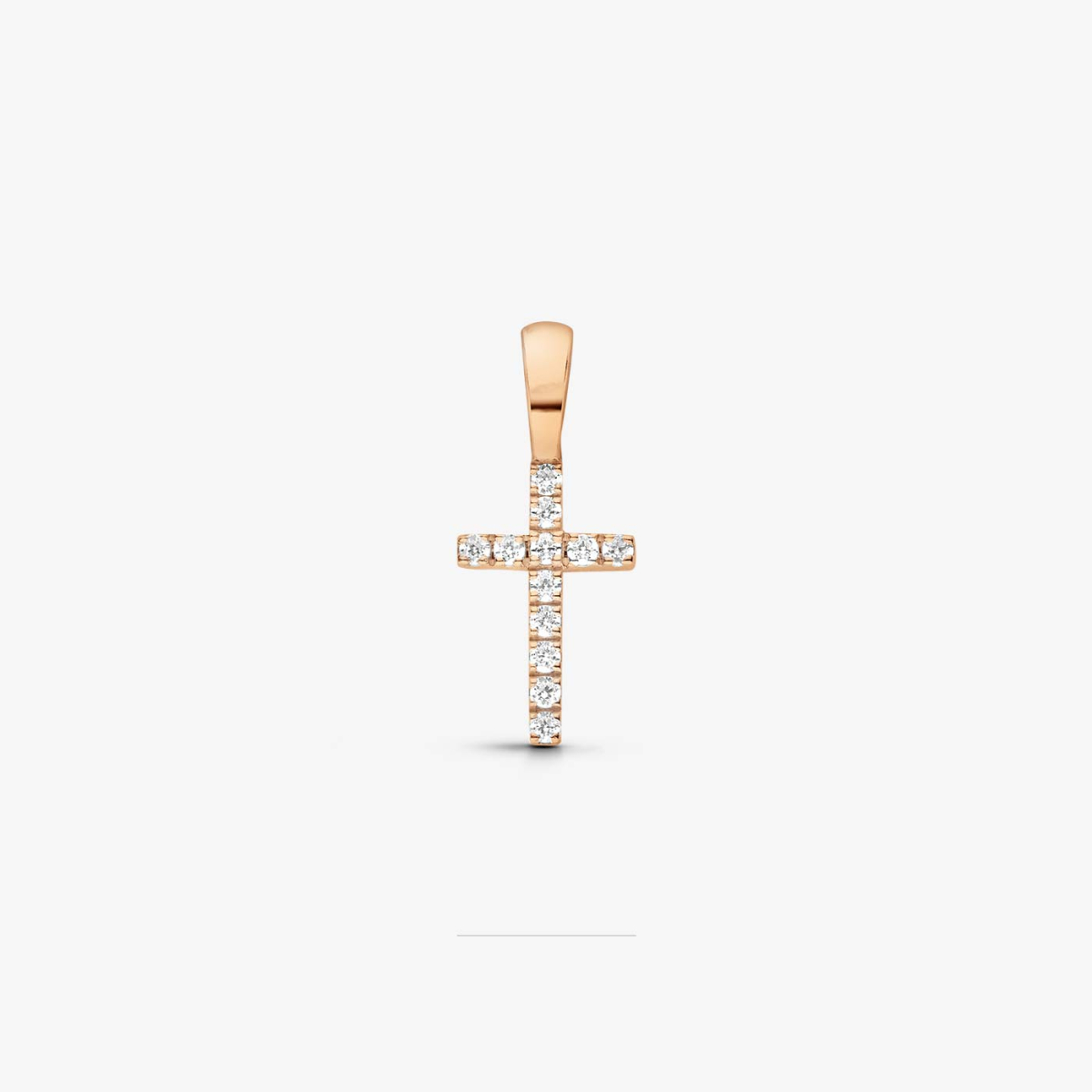 Pendentif croix en or rose et diamants, 10 mm