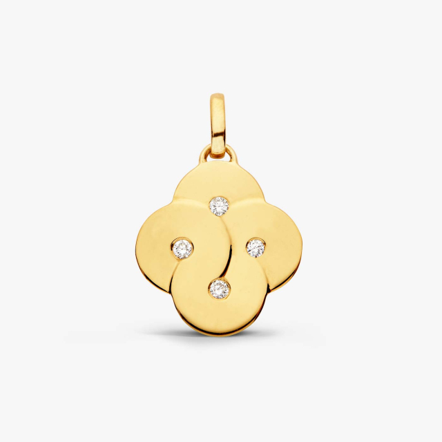 Yellow gold & 4 diamonds pendant