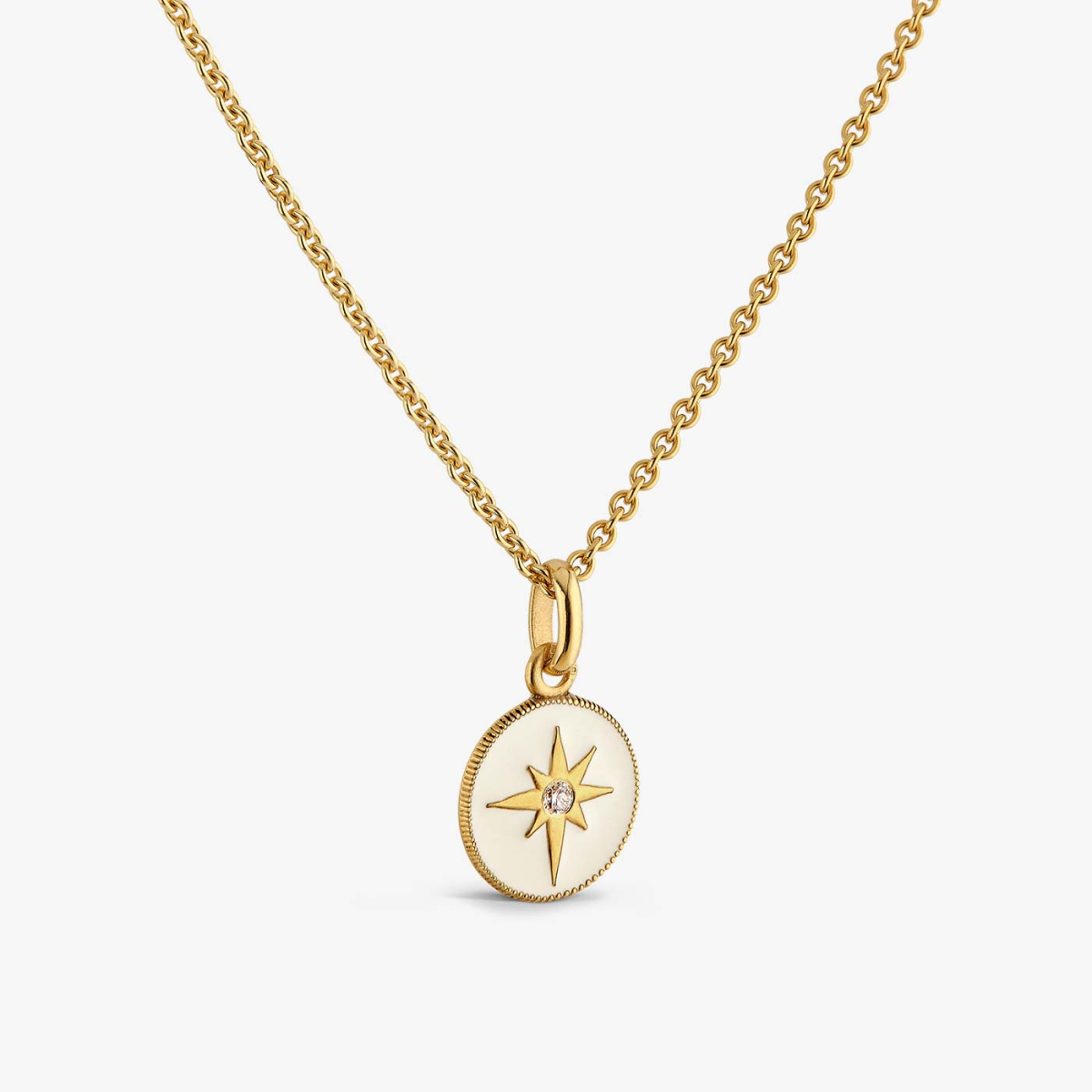 Médaille Etoile ivoire en or jaune et diamant