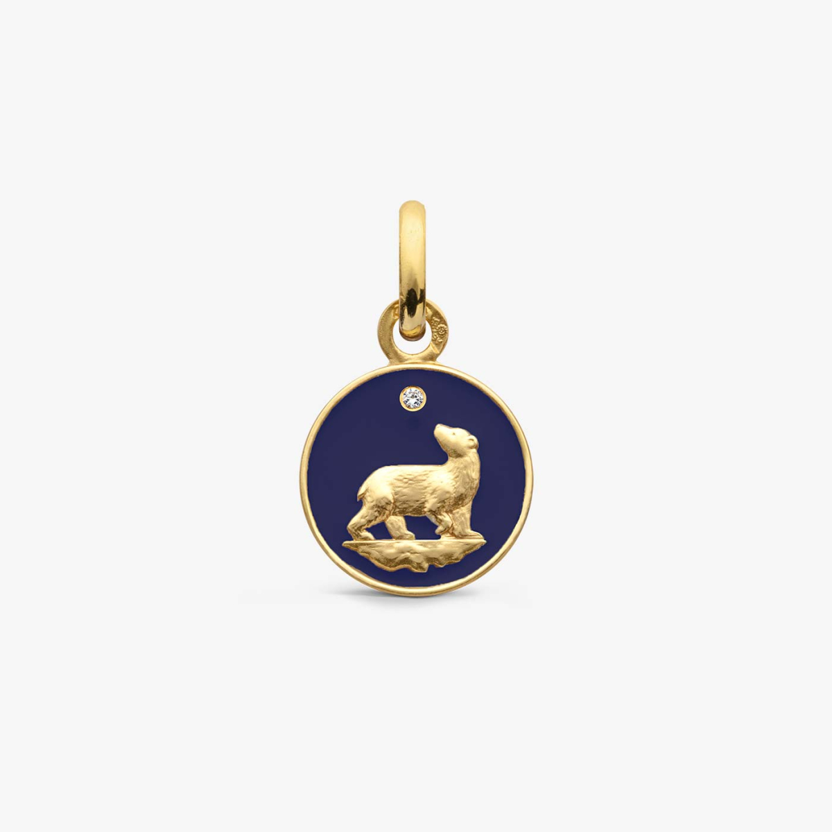 Navy Blue Bear Yellow Gold Pendant