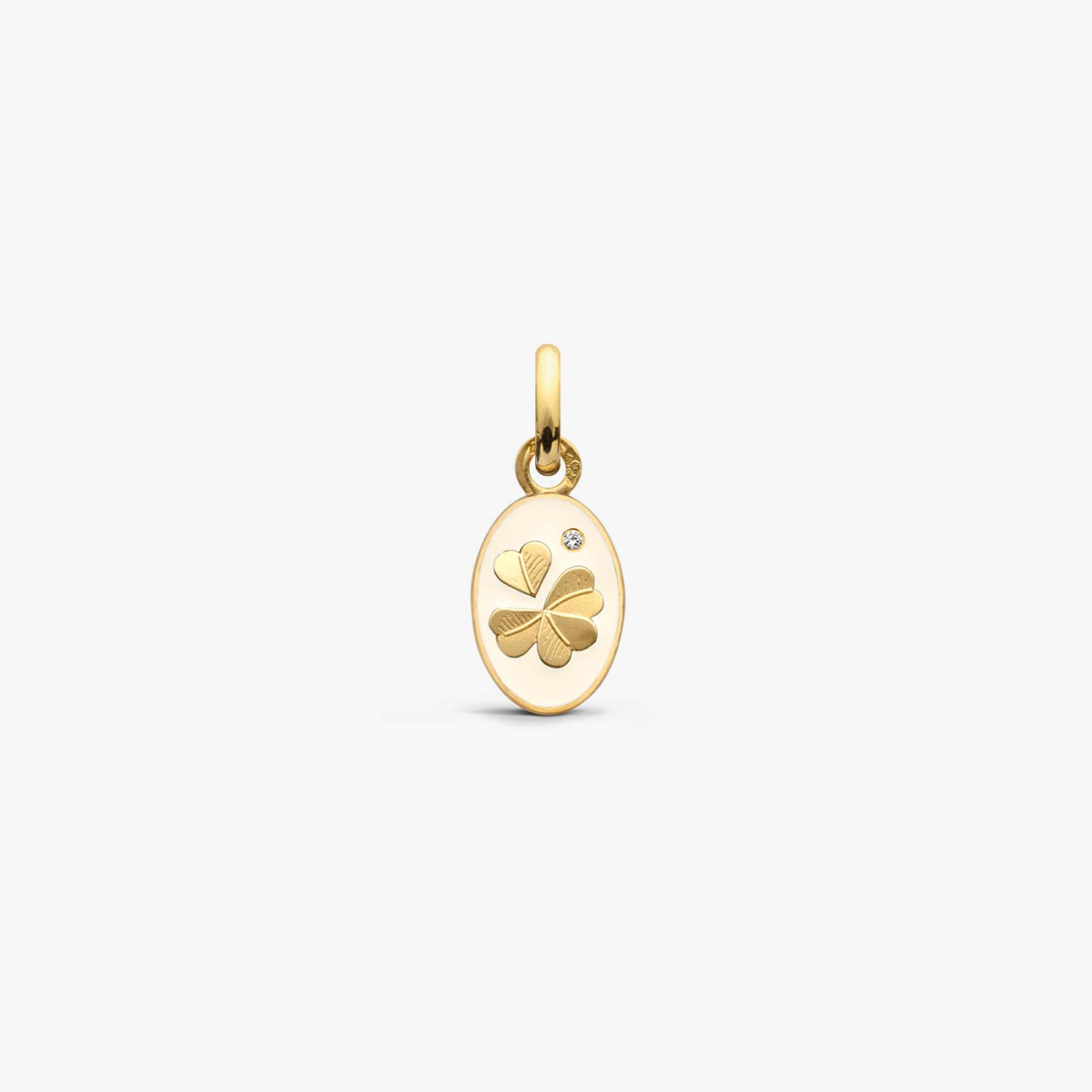 Clover Pendant in Yellow Gold and Diamond - Ivory